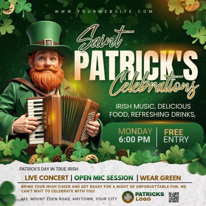 Green Saint Patrick's Day Instagram Post Wpis na Instagrama template
