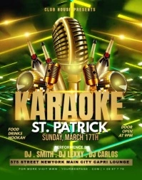 Green Saint Patricks Karaoke Party Video Flyer Poster/wallboard Плакат/настенная панель template