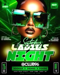 Green Saturday Ladies Night Party Video Flyer Instagram Portrait template
