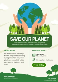 Green Save our planet event A4 template