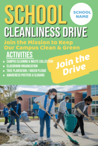 Green School Cleanliness Drive Poster template