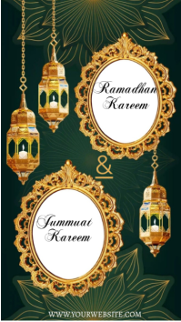 Green Send Heartfelt Greetings With This Elegant Design Celebrating Both Ramadhan Kareem And Jummaat Facebook Story template
