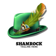 Green Shamrock Hat Logo template