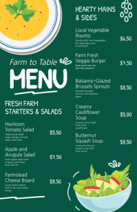 Green Simple Illustrative Farm to Table Menu Template (Half Page Wide) Halv side bred