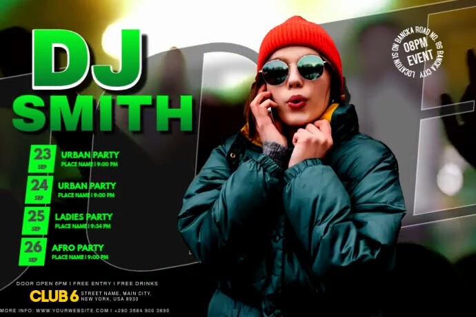 Green Smith Party Event Poster template