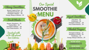 Green Smoothie Bar Menu Digital Display Templ template