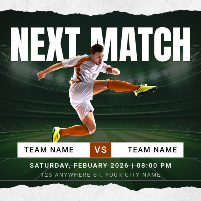 Green Soccer Match Announcement Instagram Post Template | PosterMyWall