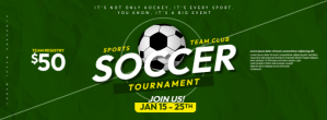 Green Soccer Tournament Banner Facebook-Cover template