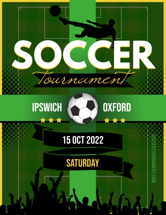 Green soccer tournament flyer template Folder (US Letter)