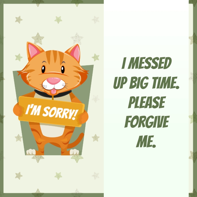 Green Sorry Greeting Card Instagram Post Template | PosterMyWall