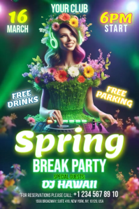 Green Spring Break Party Banner 4' × 6' Video template