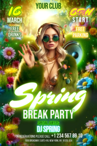 Green Spring Break Party Banner 4' × 6' Video template