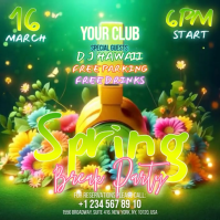 Green Spring Break Party Instagram Post Video template