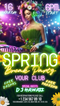 Green Spring Break Party Instagram Story Video template