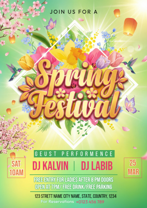 Green Spring Festival A4 Template | PosterMyWall