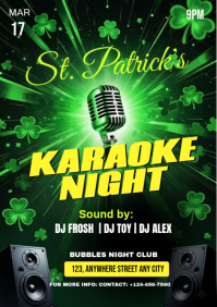 Green St. Patrick's Karaoke Night A3 Template