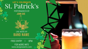 Green St Patrick's Day Banner Facebook Cover Video (16:9) template