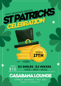 Green St Patrick's Celebration Flyer  A3 template