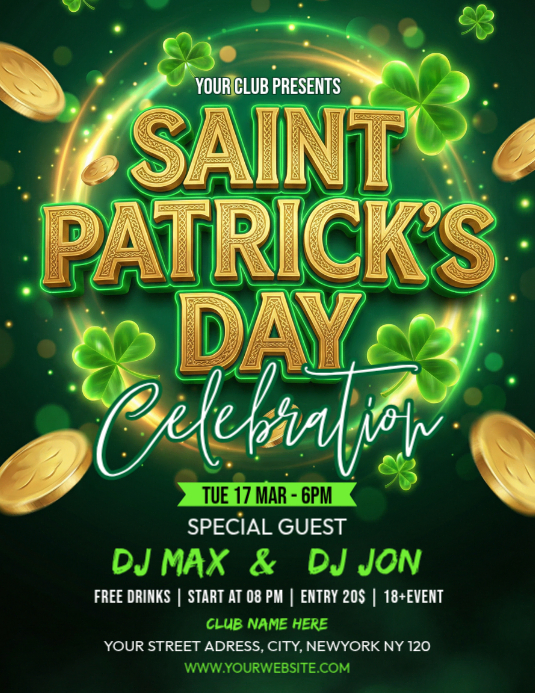 Green St Patrick's Day Party Flyer (us Letter) Template | PosterMyWall