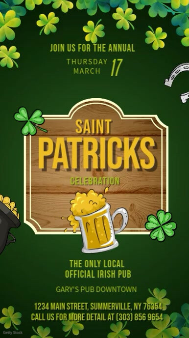 Green St Patty's Day Digital Display Ekran reklamowy (9:16) template