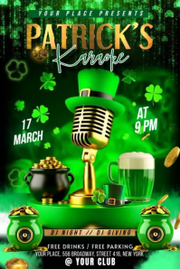 Green St. Patrick's Day DJ Night Banner 4' × 6' Video template