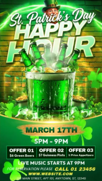 Green St. Patrick's Day Happy Hour Instagram Story Video template