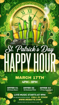Green St. Patrick's Day Happy Hour Instagram Story template