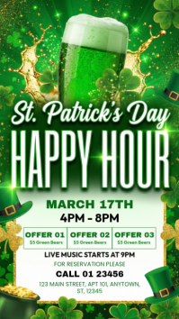 Green St. Patrick's Day Happy Hour Instagram Story template