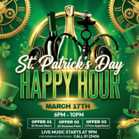 Green St. Patrick's Day Happy Hour Instagram Post Wpis na Instagrama template