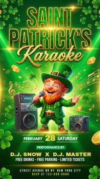 Green St. Patrick's Day Karaoke Event Instagram Story template
