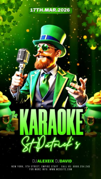 Green St. Patrick's Day Karaoke Event Instagram Story Video template