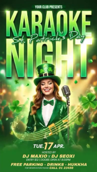 Green St. Patrick's Day Karaoke Night Instagram Story Video template