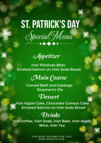 Green St. Patrick's Day Menu A4 Video template