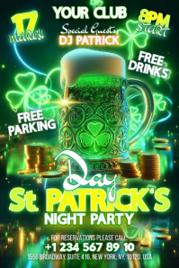 Green St. Patrick's Day Party Banner 4' × 6' template