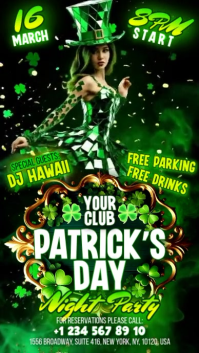 Green St. Patrick's Day Party Digital Display Video template