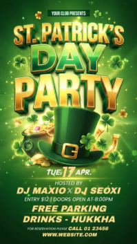 Green St. Patrick's Day Party Instagram Story Video template