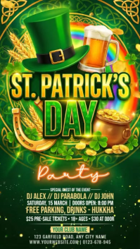 Green St. Patrick's Day Party Instagram Story Video template