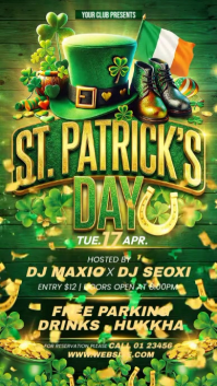 Green St. Patrick's Day Party Instagram Story Video template