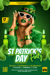 Green St. Patrick's Day Party Poster template