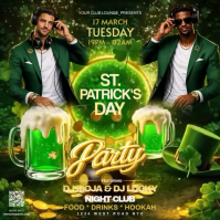Green St. Patrick's Day Party Square Video Cuadrado (1:1) template