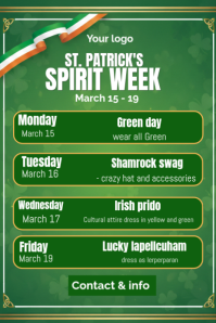 Green St. Patrick's Spirit Week Pinterest Graphic Pinterest-grafik template
