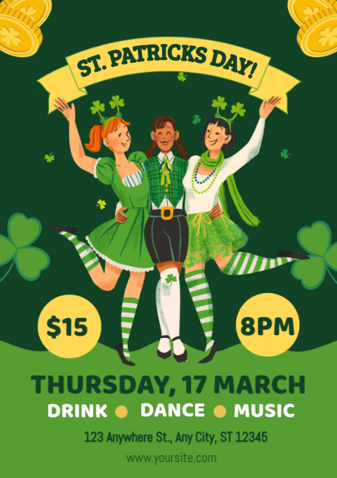 Green St. Patricks Day Party A2 Template | PosterMyWall