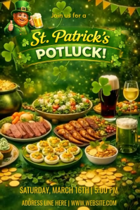 Green St.patrick's Potluck  Poster 海报 template