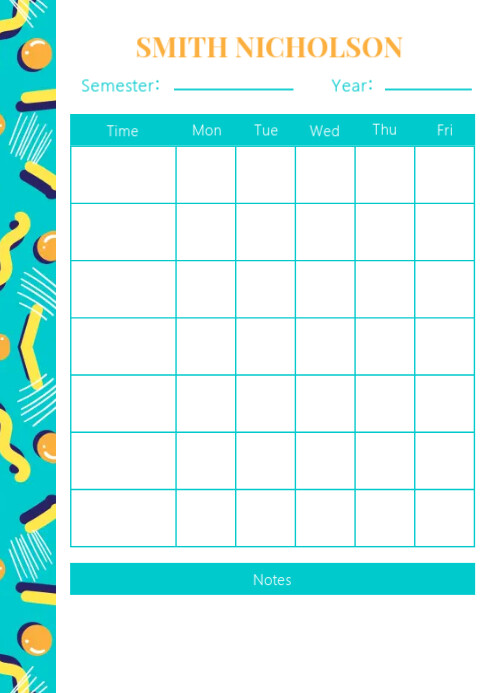 Green Student S Personal Schedule Weekly Plan Template PosterMyWall