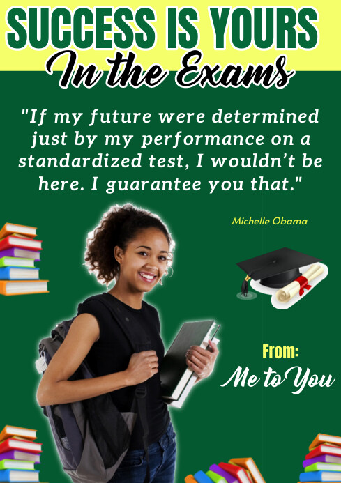 Green Success Wishes Card In Exams Card Desig A4 template