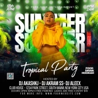 green Summer tropical party video Quadrato (1:1) template