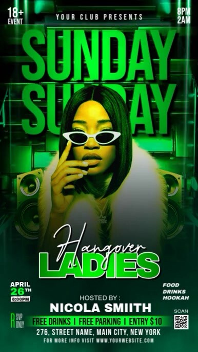Green Sunday Ladies Night Party Instagram Story template