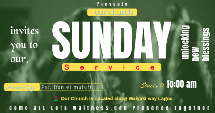 Green Sunday Service Facebook Shared Image Template | PosterMyWall
