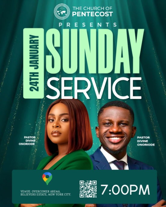 Weekly Service Green Copy of Green Sunday Service Instagram Portrait | PosterMyWall