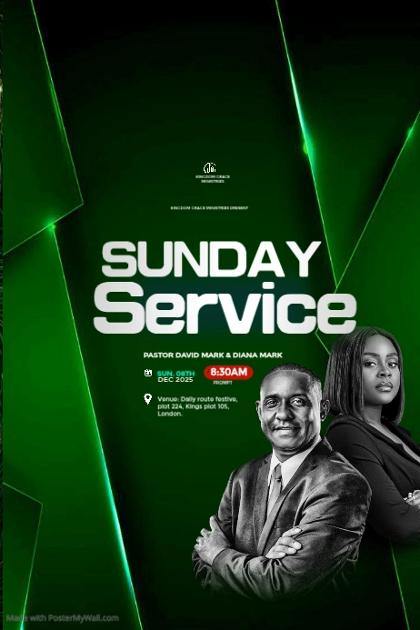 Weekly Service Green Green Sunday Service Poster Template | PosterMyWall